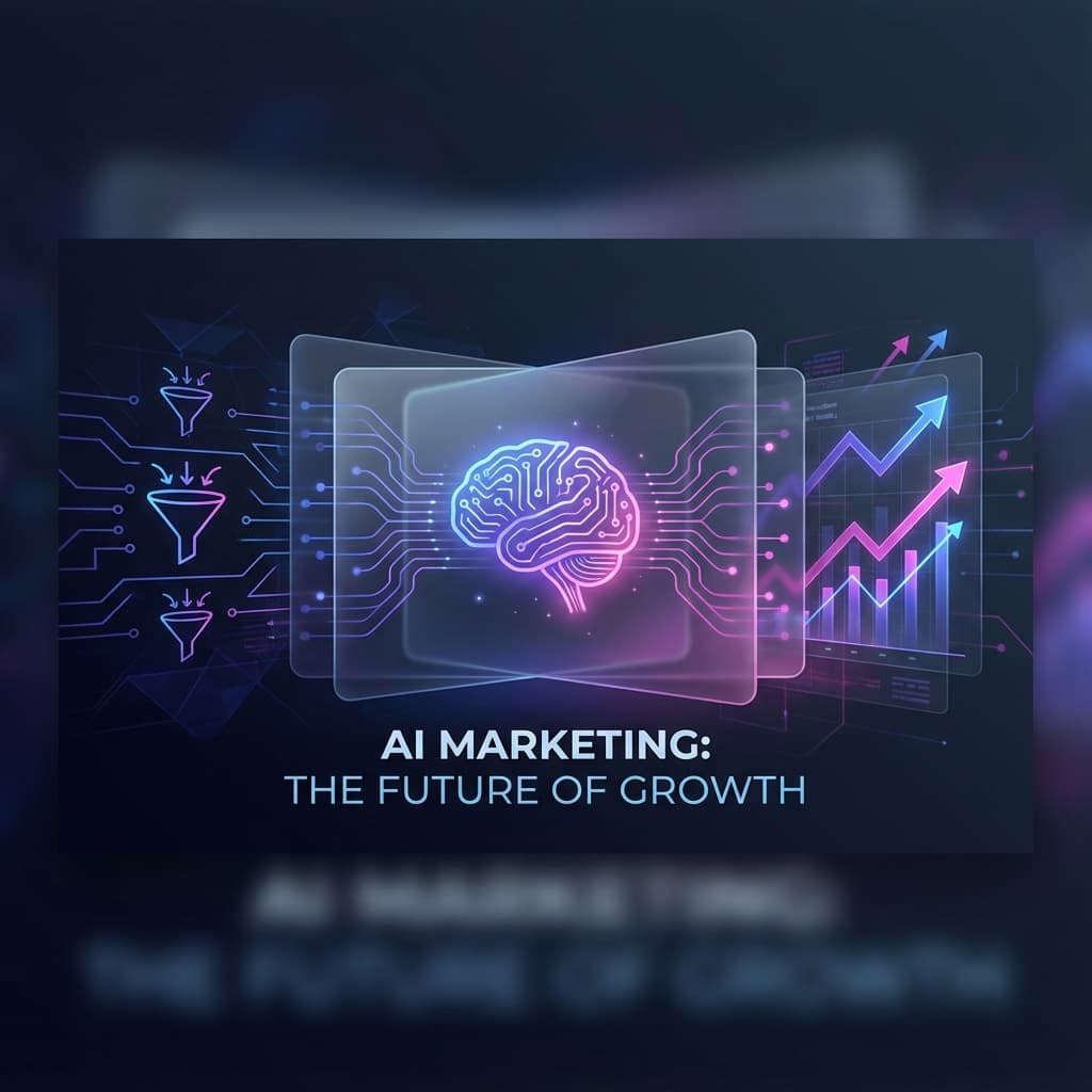 AI Marketing visualization with neural networks and growth charts